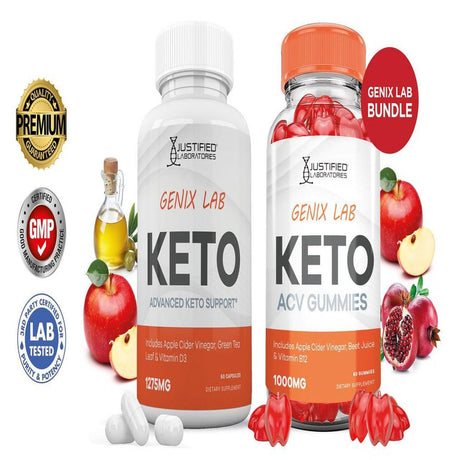 Genix Lab Keto ACV Gummies 1000Mg & Keto ACV Pills 1275MG Bundle