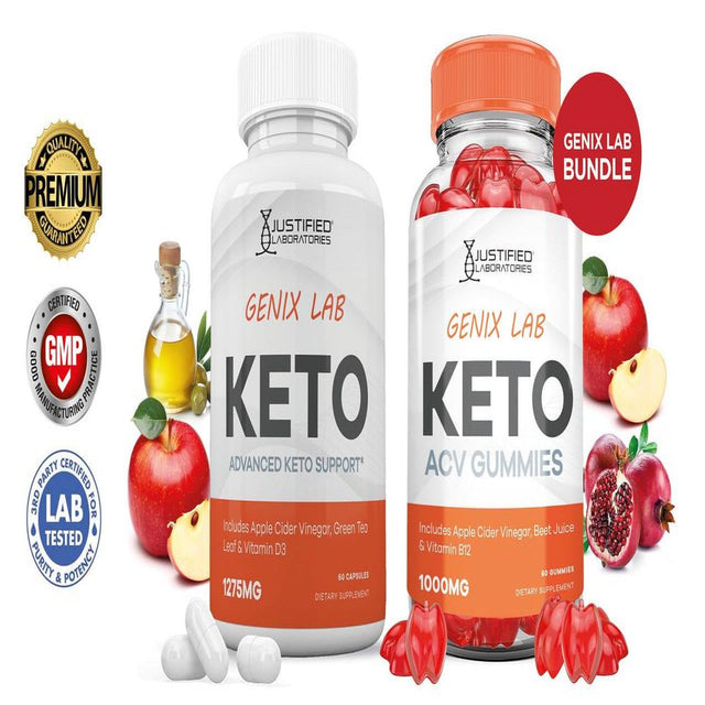 Genix Lab Keto ACV Gummies 1000Mg & Keto ACV Pills 1275MG Bundle