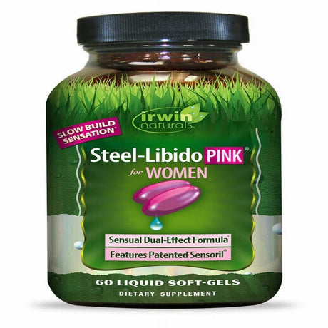 Irwin Naturals Steel Libido Pink for Women, 60 Liquid Softgels with Pill Case