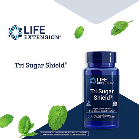 Life Extension Tri Sugar Shield - Promote Healthy Glucose Metabolism - Sorghum Bran, White Mulberry and Phloridzin Apple Extract - Gluten Free, Non-Gom, Vegetarian - 60 Capsules