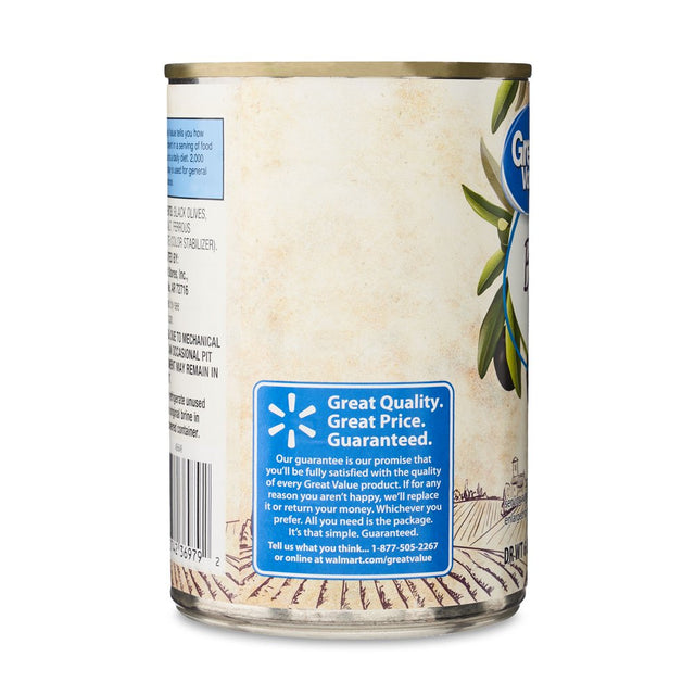 Great Value Large Pitted Black Olives, 6 Oz