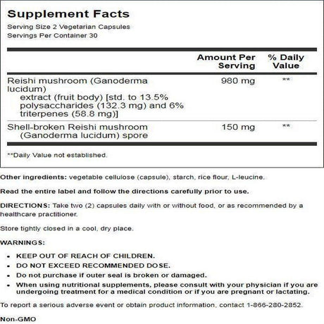 Life Extension Reishi Extract Mushroom Complex 60 Veg Caps