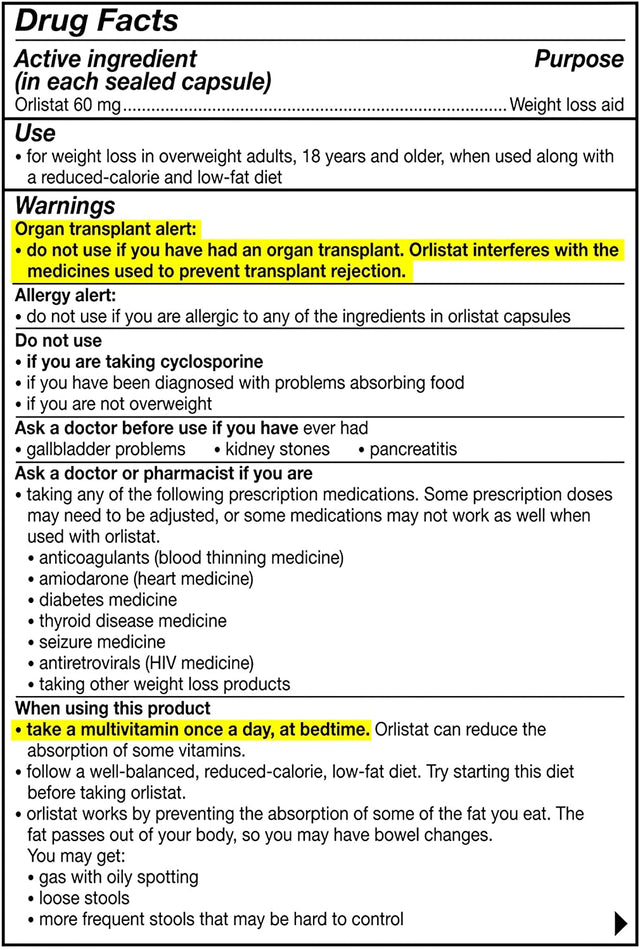 Alli Diet Weight Loss Supplement Pills, Orlistat 60Mg Capsules Starter Pack, Non Prescription Weight Loss Aid, 60 Count(Pack of 1)