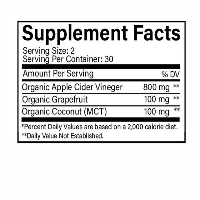 Ileaf Naturals Apple Cider Vinegar with Mother, Grapefruit & MCT - 60 Veggie Capsules