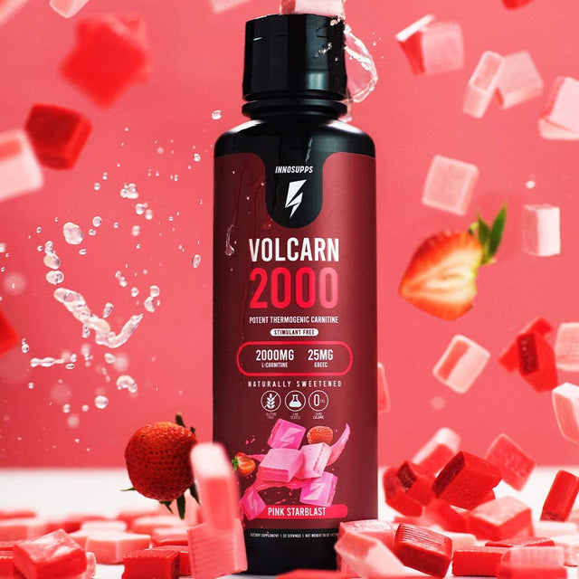 Innosupps Volcarn 2000 - Advanced Fat Burning Liquid | L-Carnitine,Gbeec, Boost Energy, ATP Enhancer | Caffeine Free, No Artificial Sweeteners | 32 Servings (Pink Starblast)