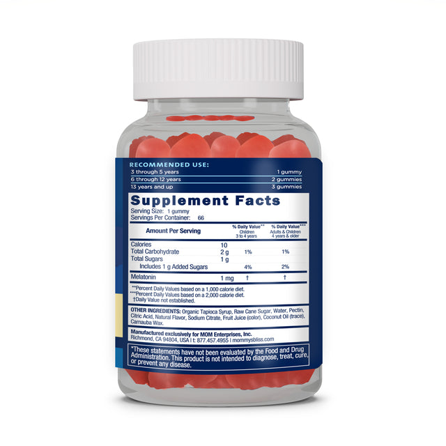 Mommy'S Bliss Kids Sleep Gummies, Dietary Supplement, Strawberry, 66 Count