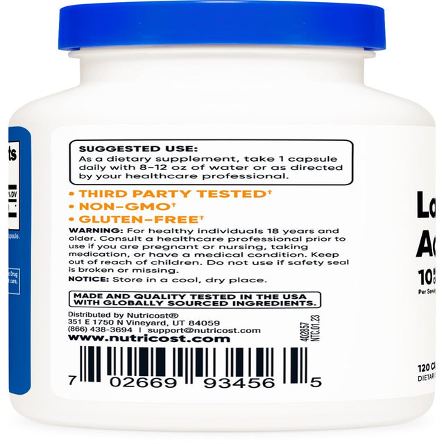 Nutricost Lactobacillus Acidophilus 10 Billion CFU Supplement, 120 Vegetarian Capsules
