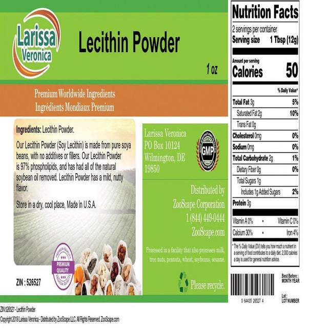 Larissa Veronica Lecithin Powder, (1 Oz, 2-Pack, Zin: 526527)