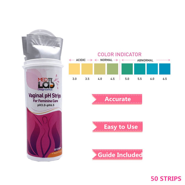 Feminine Vaginal Ph Test Strips for Women(50 Cnt). Bacterial Vaginosis(Bv) and Yeast Infection Test Strips