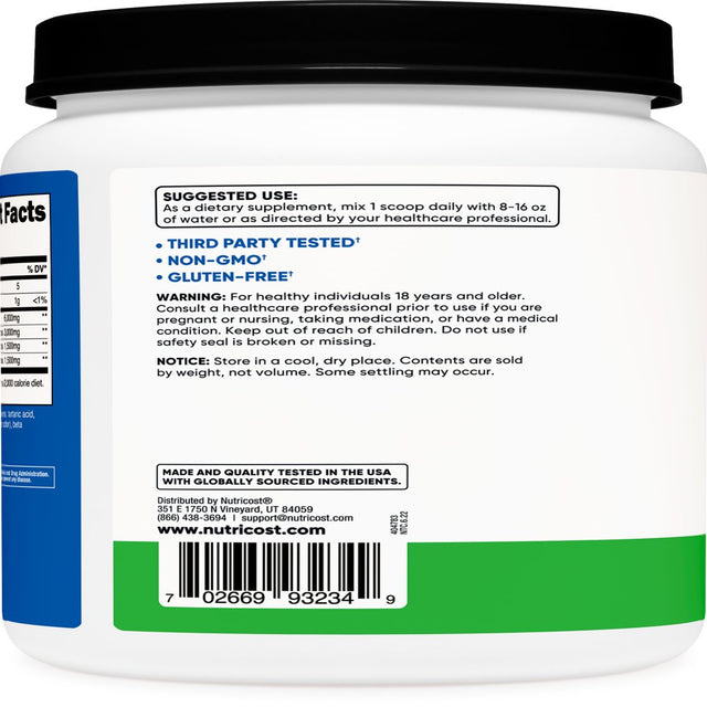 Nutricost BCAA Powder 2:1:1 (Green Apple) 1 Kg - Amino Acid Supplement
