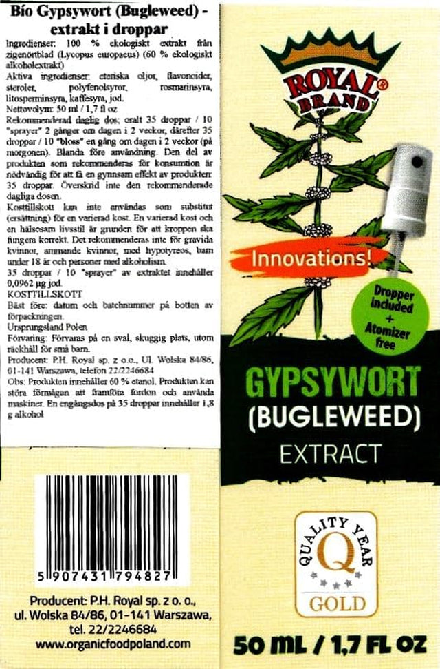 Gypsywort (Bugleweed) Extract 50 Ml (1.7 Fl Oz.) Glas Bottle, Innovations, Dropper Included+ Atomizer Free