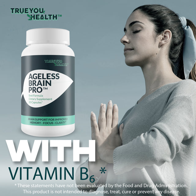 Ageless Brain Pro - Brain Support for Improved Memory - Focus - Clarity - Aid Cognitive Health & Brain Health - Nootropic Formula with Caffeine + L-Theanine for Physical & Mental Energy - Brain Pills