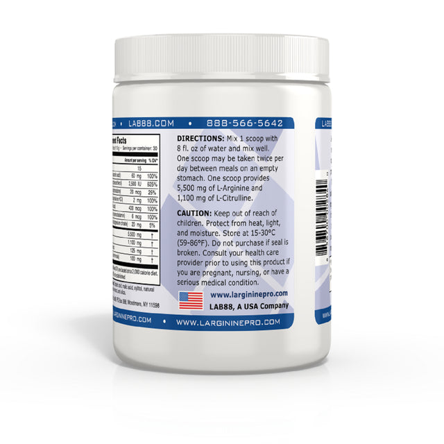 L-Arginine Pro Powder - 5500Mg L-Arginine, 1100Mg L-Citrulline Cardio Health (Grapeberry, (1) Jar)