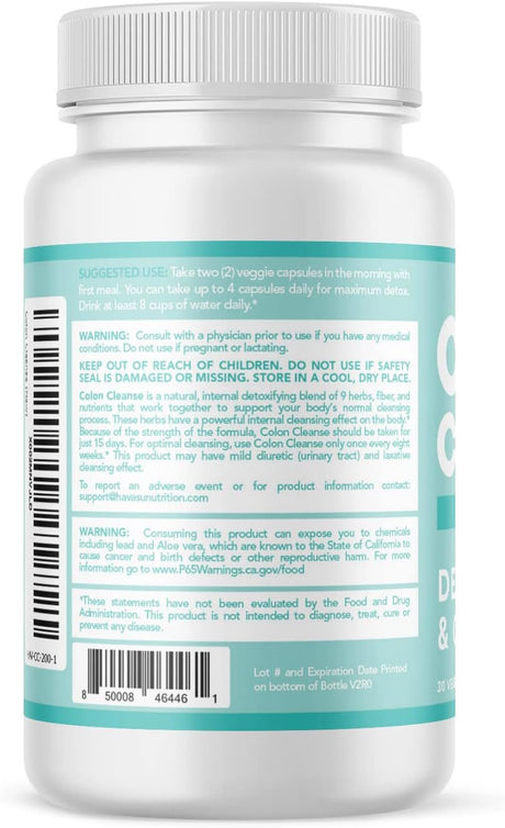 Havasu 15-Day Fast-Acting Colon Cleanse Detox | Laxative Pills for Constipation Relief, & Weight Loss, 30Ct