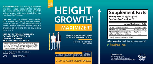 Height Growth Maximizer - Bone & Joint Health- 60 Capsules