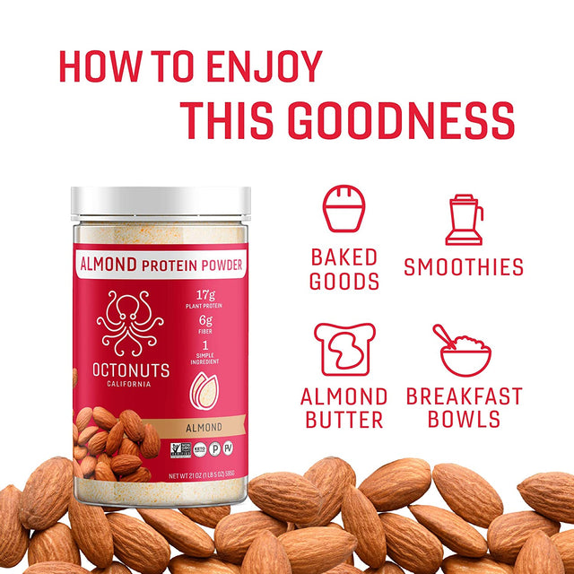 Almond Protein Powder, 21 Ounce, Made with California Almonds, 17G Plant Based Protein, Keto, Paleo Friendly, Vegan, Gluten Free, 17 Servings