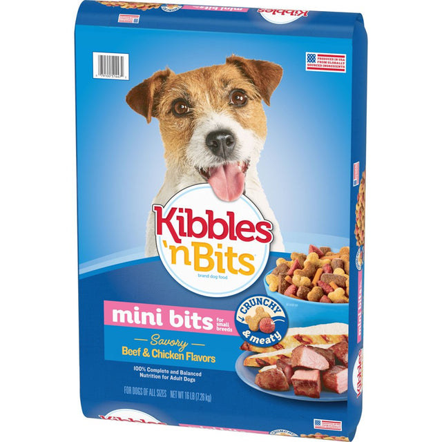 Kibbles 'N Bits Mini Bites Small Breed Savory Beef and Chicken Flavors Dog Food, 16-Pound