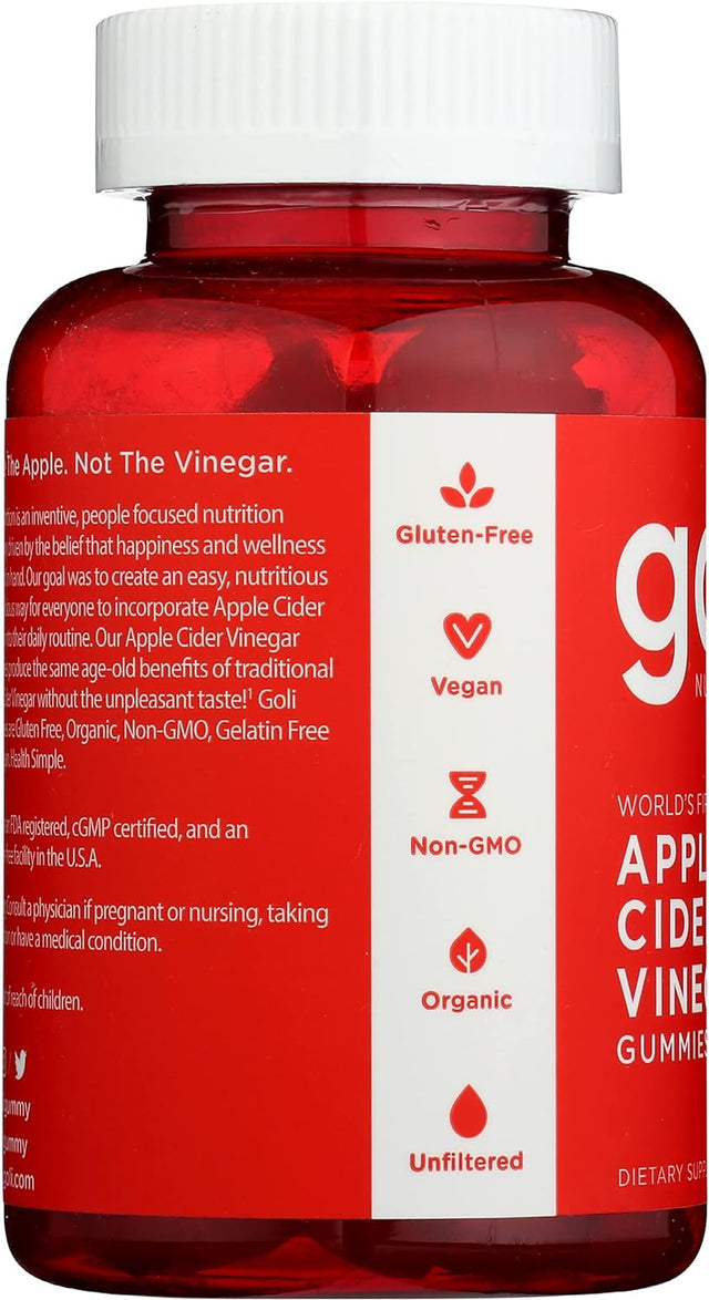 Goli Nutrition World'S First Apple Cider Vinegar Gummies 60 Count, 60 Count