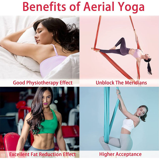 HECASA Aerial Yoga Swing Set 6M / 20Ft Red Trapeze Yoga Hammock Kit Yoga Flying Sling Inversion Swing Tools for Air Yoga Inversion Fitness