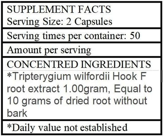 100 * 500Mg Vegi-Capsules of Tripterygium Wilfordii, Thunder God Vine Root, Lei Gong Teng 10:1 Granules 50G by Baicao (100)