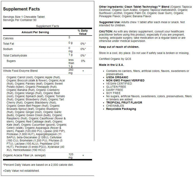 Garden of Life Dr. Formulated Enzymes Organic Digest + 90 Chewable Tablet