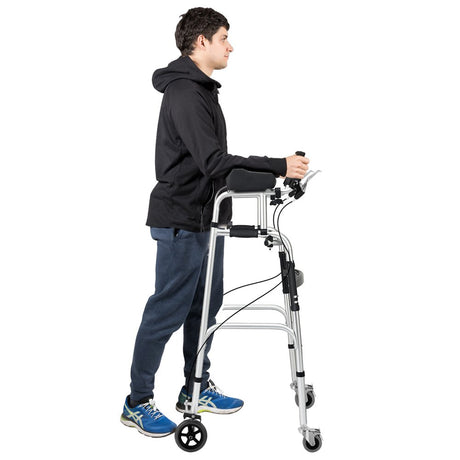 Gymax Folding Standard Walker Adjustable Rehabilitation Auxiliary Walking Frame