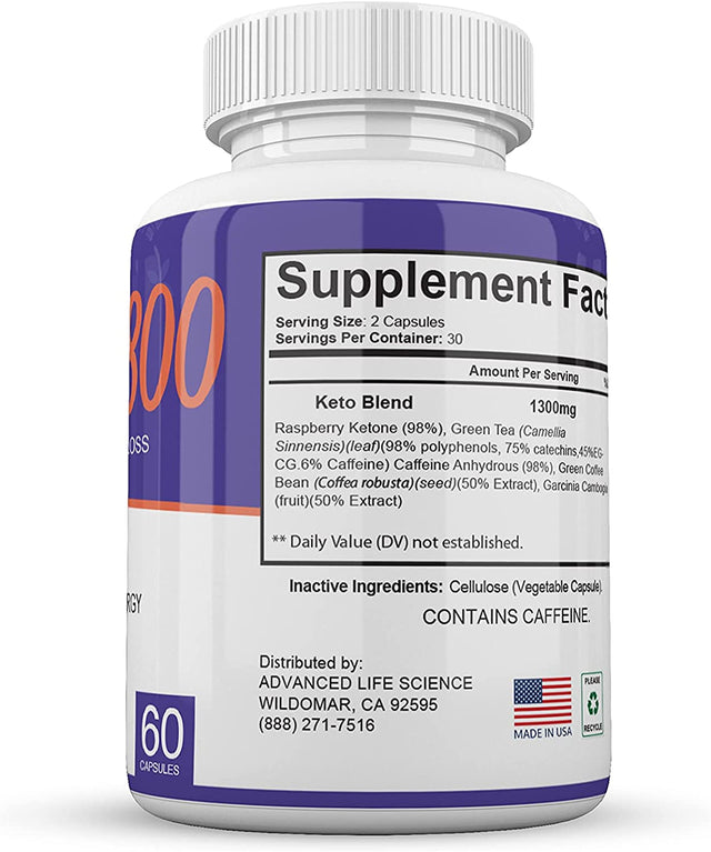 Keto MAX 800 - Premium Weight Loss - Burn Fat - Increase Energy - Gluten Free - 30 Day Supply