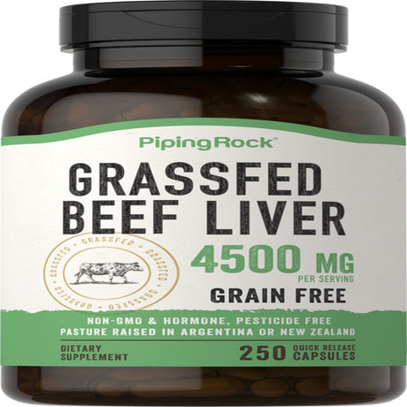 Grass Fed Beef Liver 4500 Mg | 250 Capsules | by Piping Rock