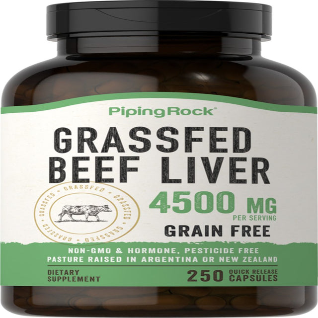 Grass Fed Beef Liver 4500 Mg | 250 Capsules | by Piping Rock