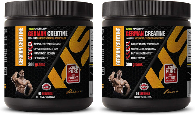 Pre Workout Vitamins for Men - German CREATINE Powder - 100% Pure MICRONIZED CREATINE MONOHYDRATE - Creatine Monohydrate Complex - 2 Cans 600 Grams (120 Servings)