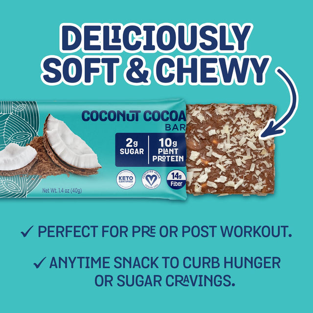 HUNGRY BUDDHA Bars - Plant Based Protein Bars - Vegan Nutrition Bars - Low Sugar Healthy Snacks - Gluten Free Snack Bars - Peanut Free - Protein Bar - Keto Bar - 12 Count [Coconut Cocoa ]