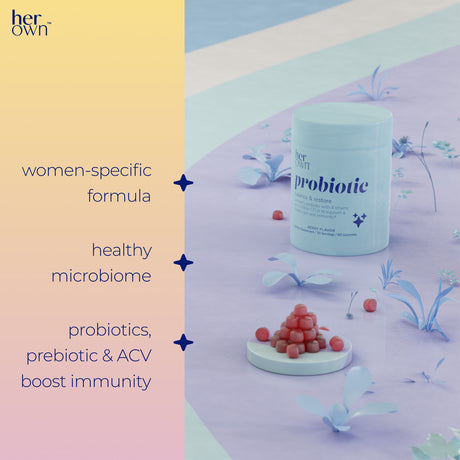 Her Own Probiotic Gummies, Natural Berry Flavor, 60 Ct