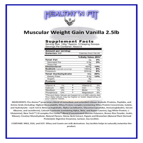 Healthy 'N Fit Muscular Weight Gain 2 - Vanilla - 2.5 Lb.