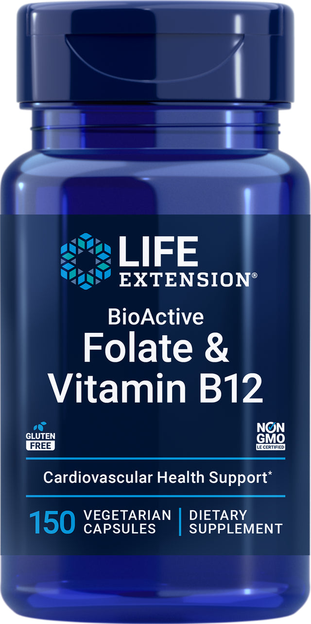 Life Extension Bioactive Folate & Vitamin B12, 150 Vegetarian Capsules