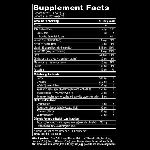 Hydroxycut Hardcore Ultra Shred Weight Loss Drink Mix, Thermogenic Supplement, Tangerine Mimosa, 20 Ct