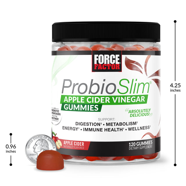 Force Factor Probioslim Apple Cider Vinegar Gummies, ACV Supplement for Weight Loss, 120 Gummies