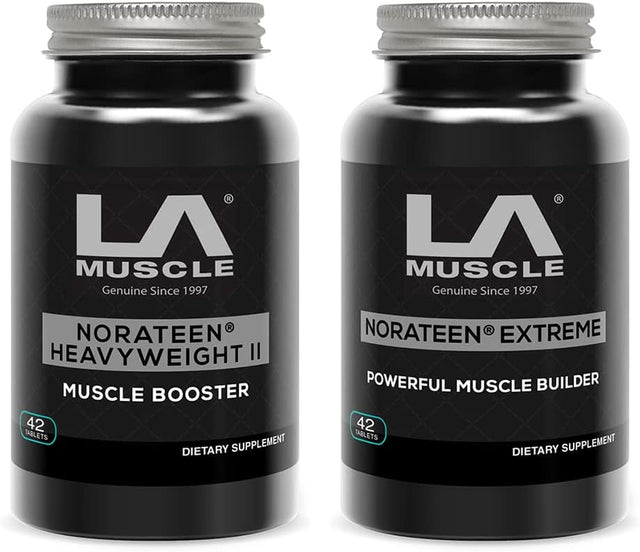 LA Muscle the Norateen Combo II - Extreme Natural Testosterone Booster Muscle Building Anabolic Supplement Stack for Stamina, Endurance, Strength and Fast Muscle Gain - 84 Pills