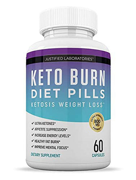 Keto Diet Pills Burn Shred BHB Salts Advanced Ketogenic Supplement Exogenous Ketones Ketosis Weight Loss Fat Burner Boost Energy Metabolism Men Women 60 Capsules 1 Bottle