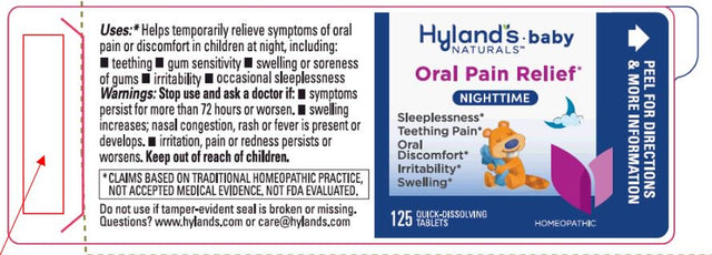 Hyland'S Naturals Baby Nighttime Oral Pain Relief, 125 Tablets, Mini Pack