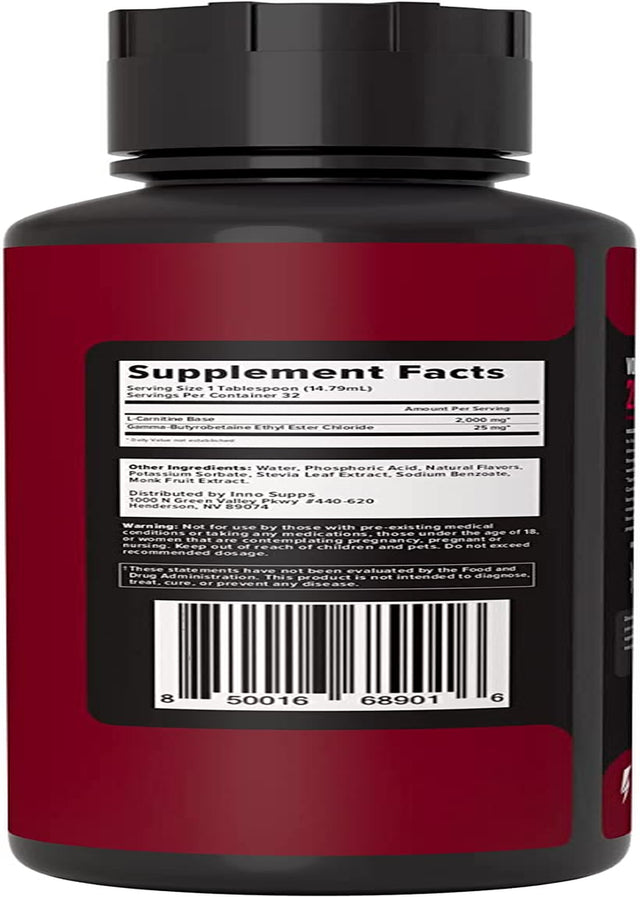 Innosupps Volcarn 2000 - Advanced Fat Burning Liquid | L-Carnitine,Gbeec, Boost Energy, ATP Enhancer | Caffeine Free, No Artificial Sweeteners | 32 Servings (Pink Starblast)