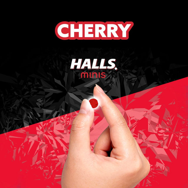 HALLS Minis Cherry Flavor Sugar Free Cough Drops, 24 Drops