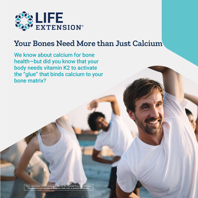 Life Extension Mega Vitamin K2, 45000 Mcg (45 Mg) - High Potency for Strong Bones, Clinically-Studied Dosage Promotes Healthy Bone Density - Gluten-Free, Non-Gmo - 30 Capsules