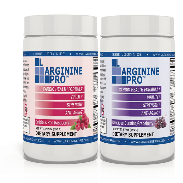 L-Arginine Pro Powder - 5500Mg L-Arginine, 1100Mg L-Citrulline Cardio Health (Grapeberry (1) Jar / Raspberry Jar)