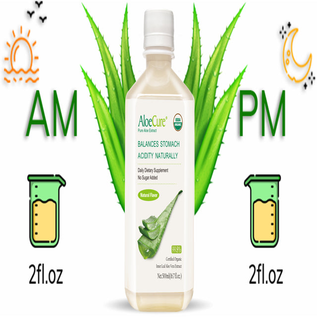 Aloecure Pure Aloe Vera Juice USDA Certified Organic, Natural Flavor Acid Buffer, 2X500Ml Bottle, Processed within 12 Hours of Harvest to Maximize Nutrients, No Charcoal Filtering-Inner Leaf