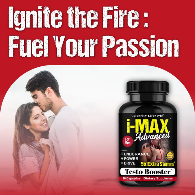 I-Max Testosterone Booster Vitamin Supplement for Men, Male Enhancing 60 Pills by Celebrity Lifestyle