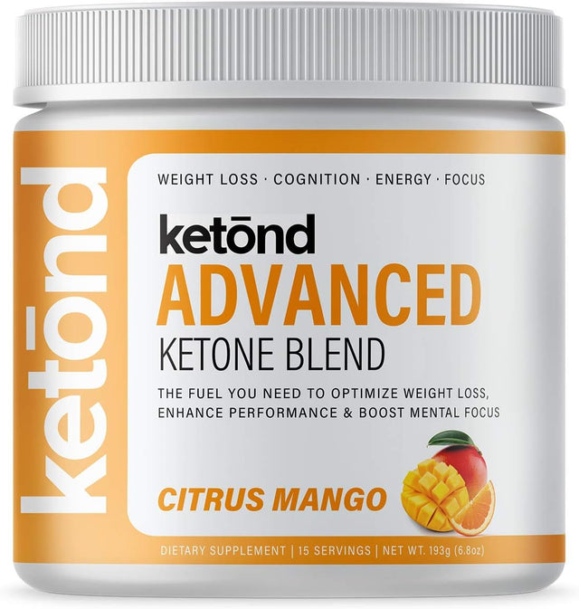 Ketond Exogenous Ketones Advanced Blend Drink Ketones for Rapid Weight Loss - Best Fuel for Energy, Mental Performance and Weight Loss - Citrus Mango (15 Servings)