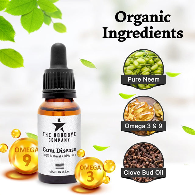 Gum Disease Treatment - USDA Organic Home Remedy for Oral Gum Disease | 100% Pure Neem and Clove Essential Oils for Oral Care | Effective and Natural Gingivitis Treatment (1 Fl Oz)