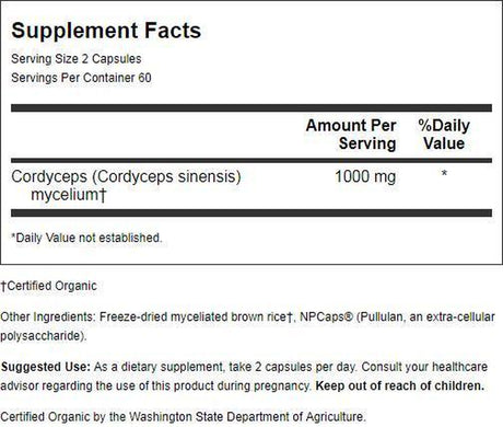 Host Defense, Cordyceps Capsules, Energy and Stamina Support, Mushroom Supplement, Unflavored, 120