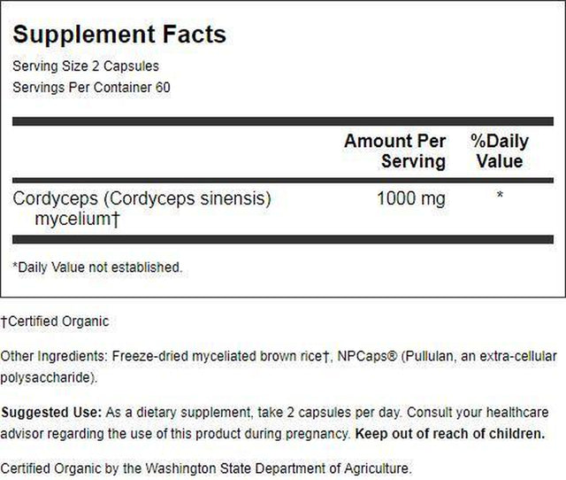 Host Defense, Cordyceps Capsules, Energy and Stamina Support, Mushroom Supplement, Unflavored, 120