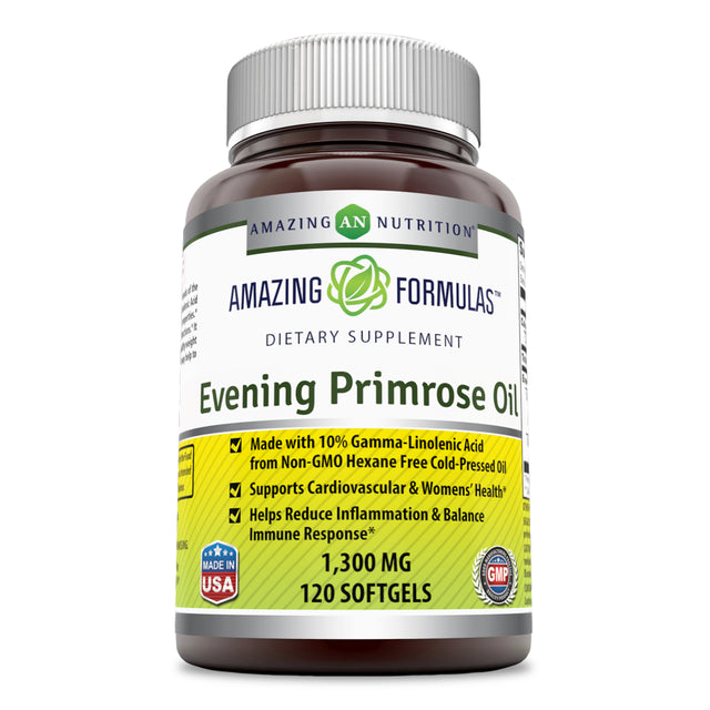 Amazing Formulas Evening Primrose Oil with 10% GLA 1300 Mg 120 Softgels